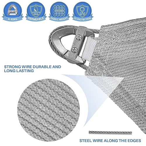E&K Sunrise 18' x 35' Rectangle Sun Shade Sail Canopy Light Gray