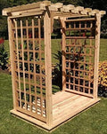 Backyard Crafts Amish-Made Lexington Style Cedar Arbor with Deck 4' Wide Walkthrough Mushroom Stain
