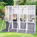 CIATRE Wooden Lean-To Greenhouse, Heavy Duty Outdoor Walk-In Garden Shed, White+Gray