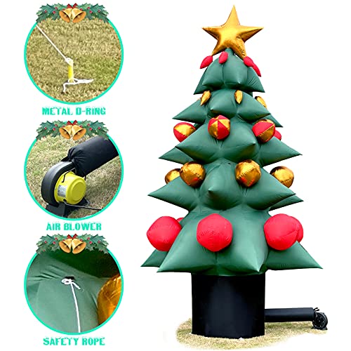 OZIS 13Ft Tall Lighted Inflatable Green Tree with Multicolor Boxes and Star Green