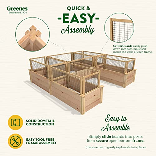 Greenes Fence Premium Cedar Raised Garden Bed with CritterGuard Fence System 8' x 8' x 16.5" Brown