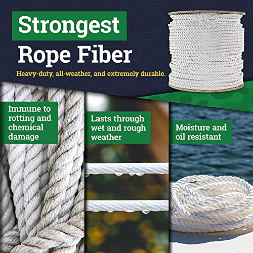 SGT KNOTS Twisted Nylon Rope Heavy Duty Utility Cord 1.5" x 600ft White