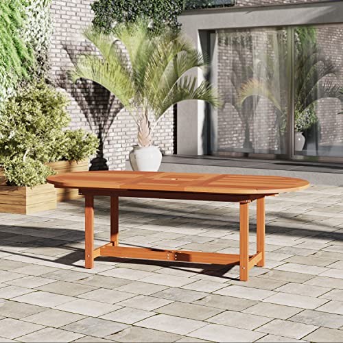 Amazonia Bahamas 9-Piece Oval Dining Table Set Eucalyptus Wood Brown