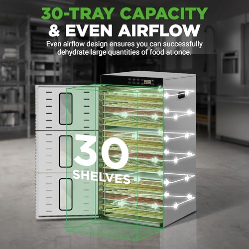 NutriChef 30 Layer Commercial Food Dehydrator Machine Silver