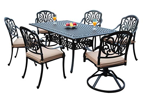DOGNNAK Elisabeth Collection 7-Piece Patio Dining Set Black Brown