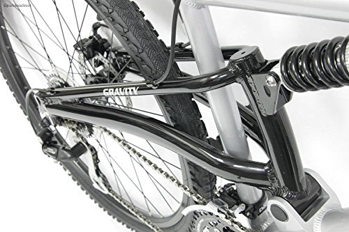 Gravity 2025 FSX 2.0 Dual Suspension Mountain Bike Matt Black with Green Wheels 17inch