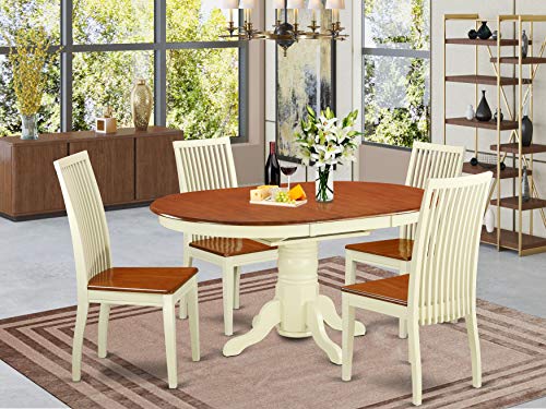 East West Furniture 5 Piece Dining Set Oval Table & Chairs Buttermilk/Cherry
