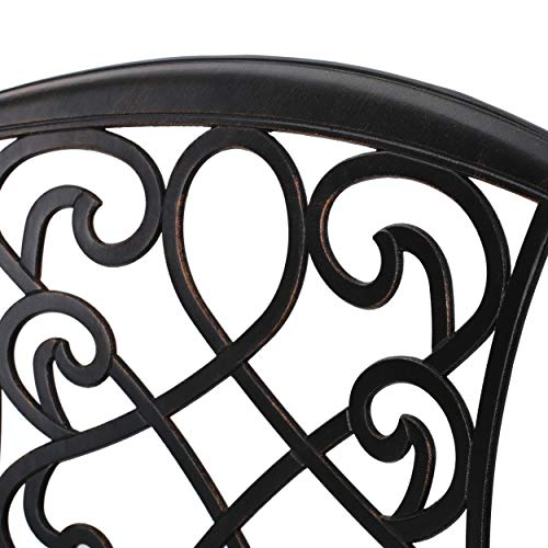 Christopher Knight Home Santa Maria 3-Piece Cast Aluminum Bistro Bar Set Shiny Copper