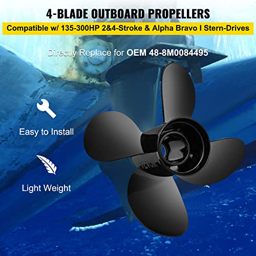 VEVOR Outboard Propeller Replacement for OEM 48-8M0084495 + Hydraulic Steering Kit Black