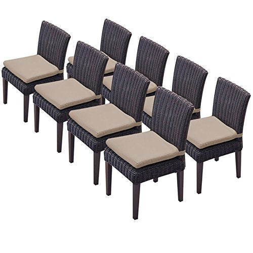 TK Classics Venice Patio Dining Side Chair Set of 8 Wheat Covers