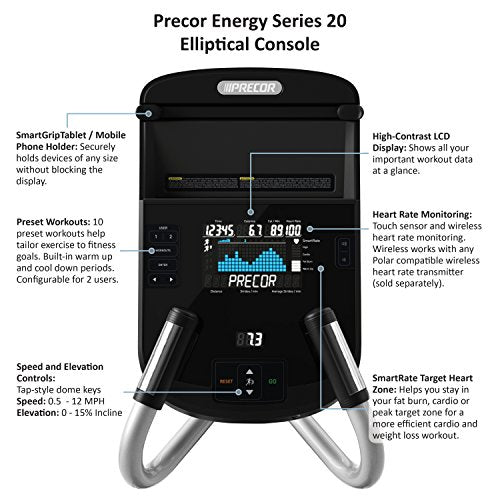 Precor EFX 222 Energy Series Elliptical Crosstrainer Silver