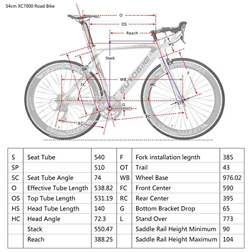 EUROBIKE Road Bike XC7000 Aluminum Frame Adult Bike Red