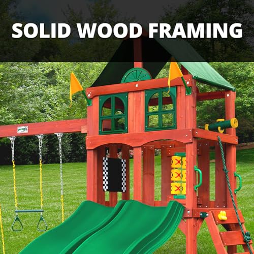 Gorilla Playsets Playmaker Deluxe Wooden Swing Set Redwood Stained Cedar