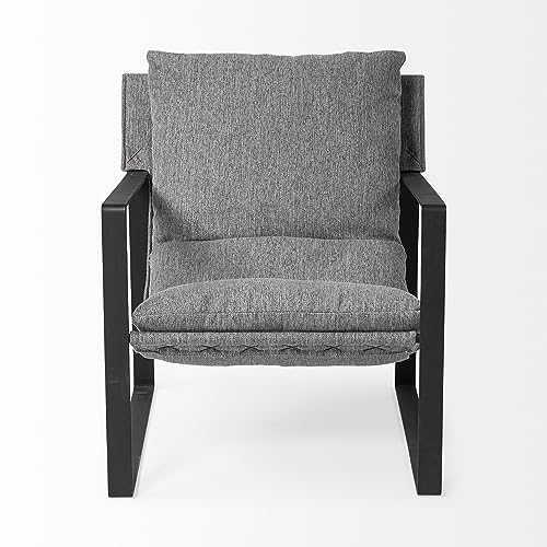 HomeRoots Stone Gray and Black Metal Sling Chair Black
