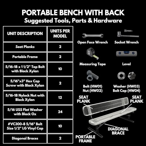 COATEDOUTDOORFURNITURE Heavy-Duty Portable Outdoor Bench Commercial-Grade Textured Green
