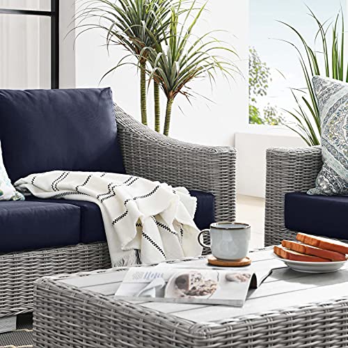 America Luxury - Outdoor Lounge Sectional Sofa Chair Set Rattan Wicker Blue