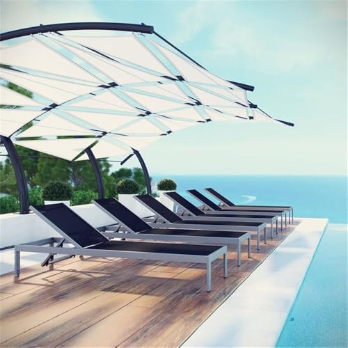 Pemberly Row Modern Aluminum Patio Chaise Lounge Set of 6 Black