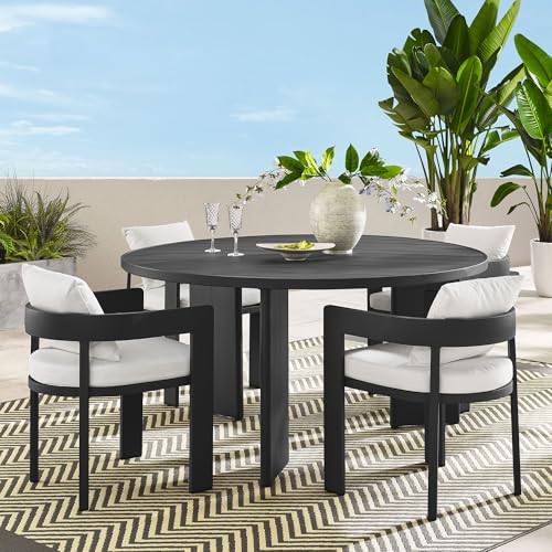 Modway Tahoe 5-Piece Outdoor Dining Set Gray White