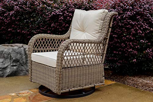 Tortuga Outdoor Rio Vista Bistro Set with Swivel Glider Chairs and Side Table Sandstone Wicker
