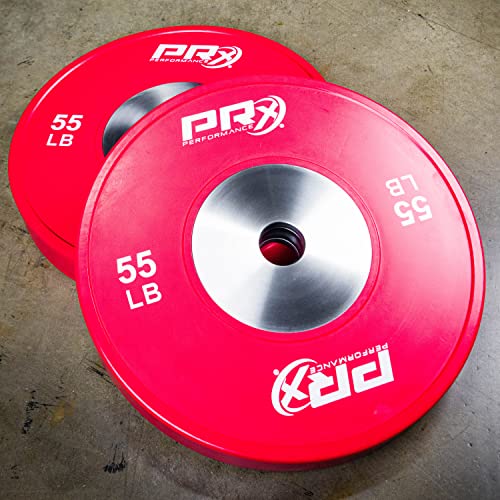 PRx Performance Elite Bumper Plate Pairs Steel Center Insert 55lb Pair