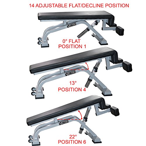 Valor Fitness DF-1 Adjustable Decline/Flat Bench Black/Chrome