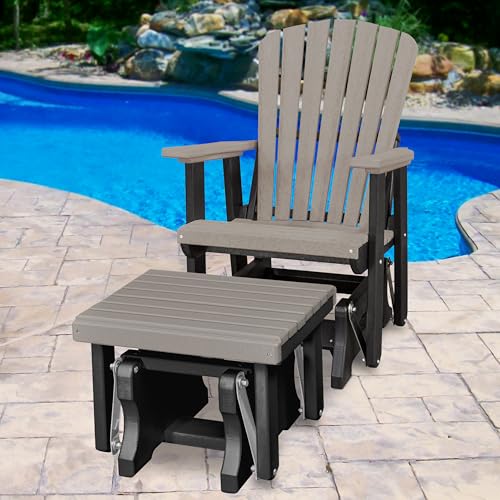 American Furniture Classics Chair and Gliding Glider Ottoman Combo Light Gray and Black