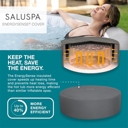 Bestway SaluSpa Grenada AirJet Inflatable Hot Tub with Non-Slip Seats and Padded Headrests, Gray