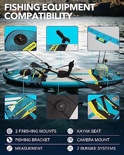 FLYPARK Fishing Inflatable Paddle Board 10'8''x35'' Fishing SUP Stand Up Paddleboard Blue