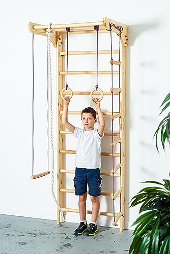 Generic Wooden Sport Swedish Ladder with Pull Up Bar - Fixed Pull Up Bar