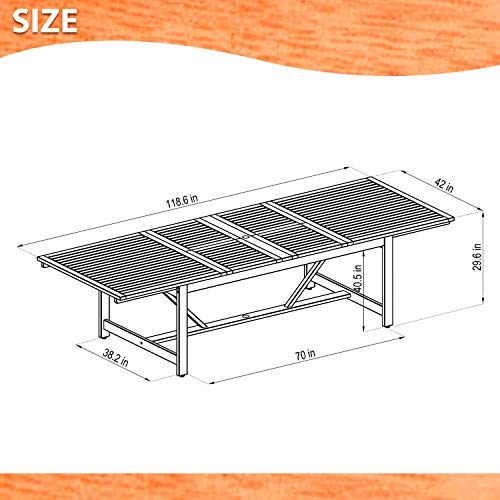 Brampton Patio 9-Piece Rectangular Extendable Dining Table Set Eucalyptus