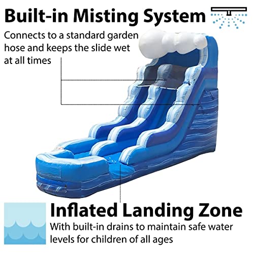 TentandTable Inflatable Water Slide for Kids and Adults, Commercial Grade, 27' L x 9' W x 15' H, Blue Marble Wave