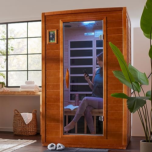 Dynamic Saunas Andora 2 Person Low EMF Infrared Therapy Sauna Dark Honey Stain