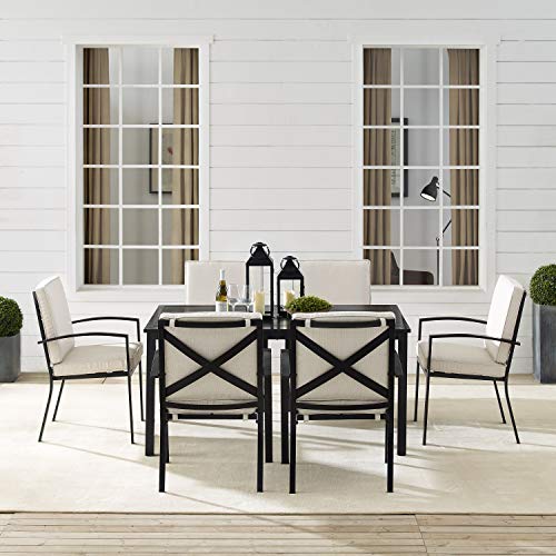 Crosley Furniture Kaplan 7-Piece Outdoor Dining Set Oiled Bronze with Oatmeal Cushions