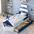 Bellemave Twin Size Boat-Shaped Kids Bed with Storage Drawers Blue