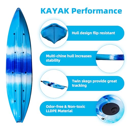 Garvee Fishing Kayaks 12.4FT 2 Person Sit on Top Kayak for Adults Blue Camo