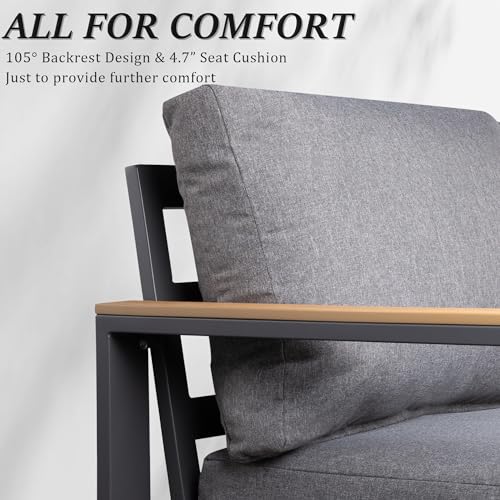 RoyalCraft 5 Piece Aluminum Patio Furniture Set Grey