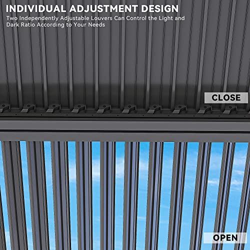 YITAHOME Louvered Pergola 10x13ft Outdoor Hardtop Gazebo with Netting Gray