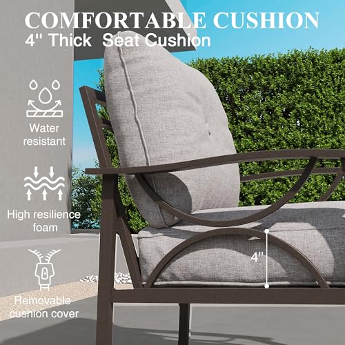 RoyalCraft 7-Piece Outdoor Patio Furniture Set with Fire Table and Ottomans Grey