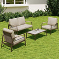 EAST OAK 4-Piece Patio Furniture Set Waterproof with Thick Cushions Apricot