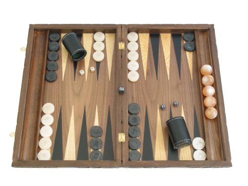 Neroulia 19" Carved Walnut Backgammon Set with Racks Brown