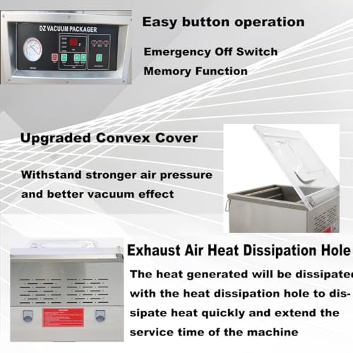 Banfluxion 110V Single Chamber Vacuum Packaging Machine 950W Sealer for Meat, Vegetables, Fruits