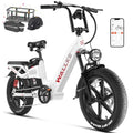 W Wallke Electric Bike for Adults 48V 40Ah 1600W/2800W Peak Dual Motor Fast Long Range Ebike 20 inch Fat Tire Full Suspension Electric Bicycle 31/34MPH Step Thru E-bike APP Control UL2849 Certified White