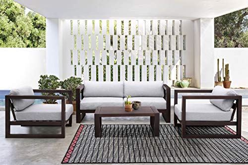 Armen Living Paradise Outdoor Eucalyptus Wood Lounge Chair Earth