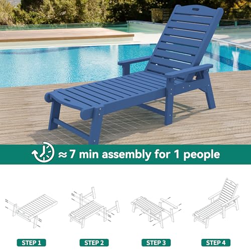 YITAHOME Outdoor Chaise Lounge Chair Set of 4 Navy Blue