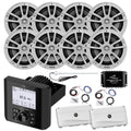 Enrock Marine Bluetooth AM/FM Radio with 8x 6.5" Speakers, 2x Amplifiers & Wiring Kit - White