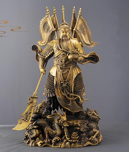 FENGSHUI-CAISHEN Guan Yu Statue Brass 33 Inch