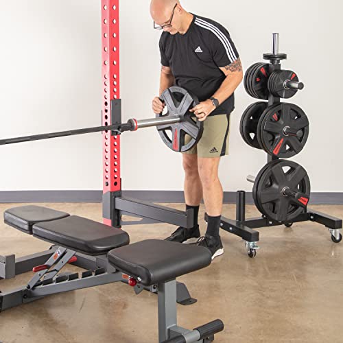 XMark Olympic Bar Squat Rack Stand Adjustable Bench Press Multi-Function