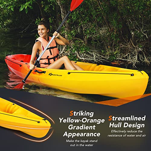 GLOBALWAY 10.2FT Sit-On-Top Fishing Kayak with Paddle Yellow/Orange
