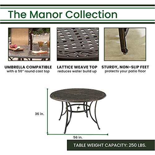 Hanover Manor 7-Piece Outdoor Dining Set with Swivel Chairs and Round Table Tan