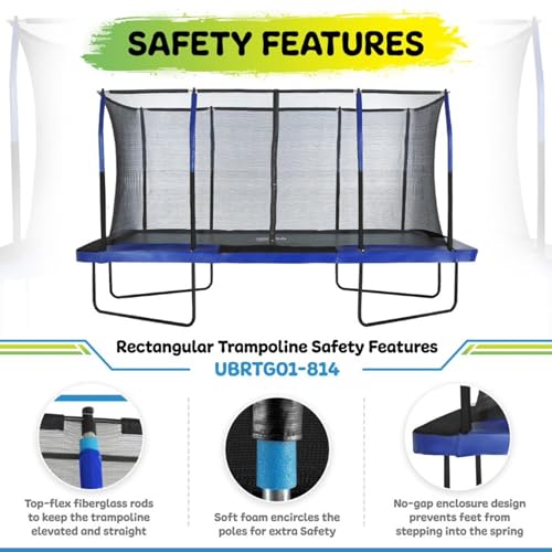Upper Bounce Rectangular Trampoline Set with Enclosure Blue/Black